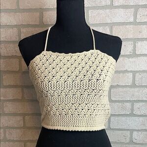 NWT House of Harlow 1960 Crochet Crop Top - Cream size XS
